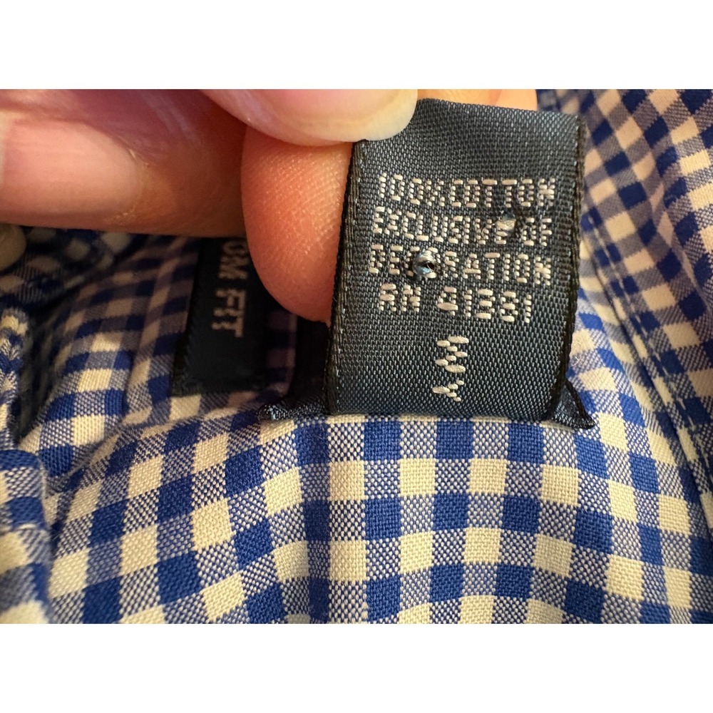 Ralph Lauren Mens XXL Custom Fit Gingham Button Down Shirt Blue White Preppy - Picture 9 of 10